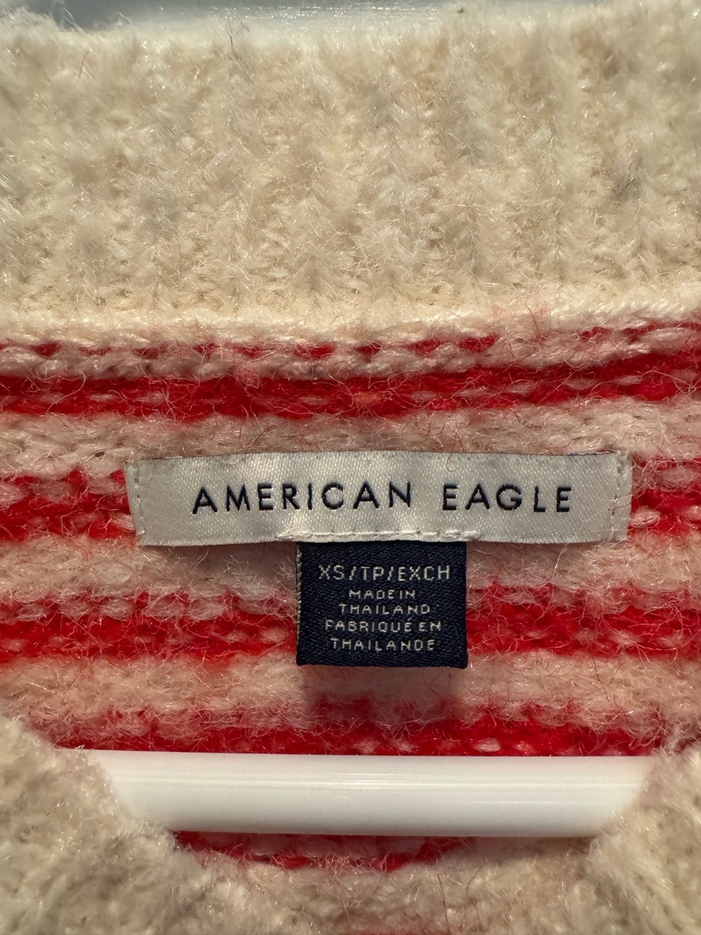 American Eagle Outfitters Red and Cream Striped Crewneck Sweater - Picture 3 of 3